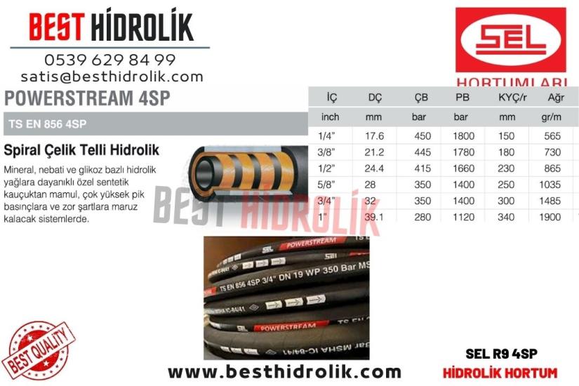 SEL 1/4 ’’ R9 HİDROLİK HORTUM POWERSTREAM 4SP
