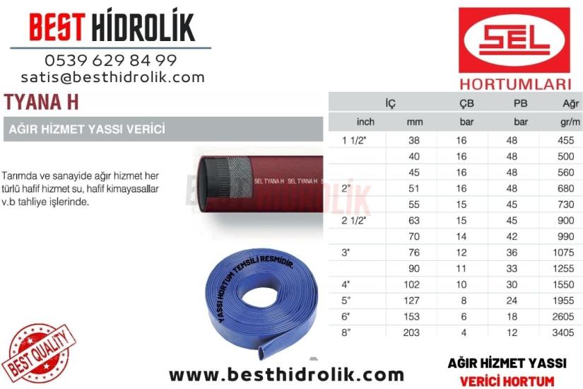 TYANA H 1 1/2 ’’ AĞIR HİZMET YASSI VERİCİ HORTUM