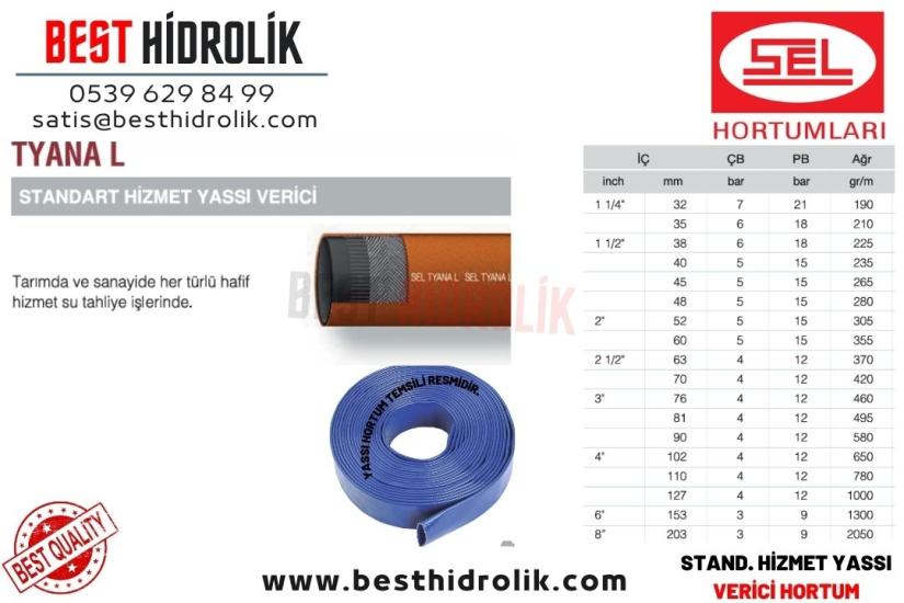 TYANA L 1 1/4 ’’ STANDART HİZMET YASSI VERİCİ HORTUM