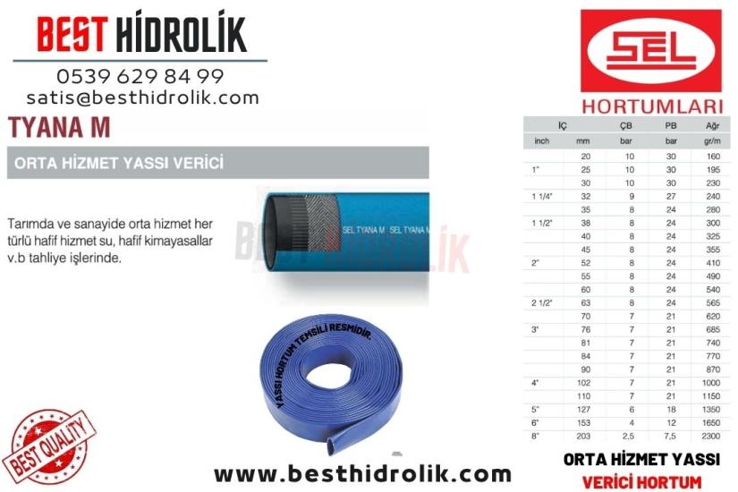 TYANA M 20 MM ORTA HİZMET YASSI VERİCİ HORTUM