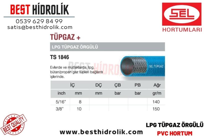 SEL 5/16 ’’ 8 mm LPG ÖRGÜLÜ TÜPGAZ+ HORTUMU