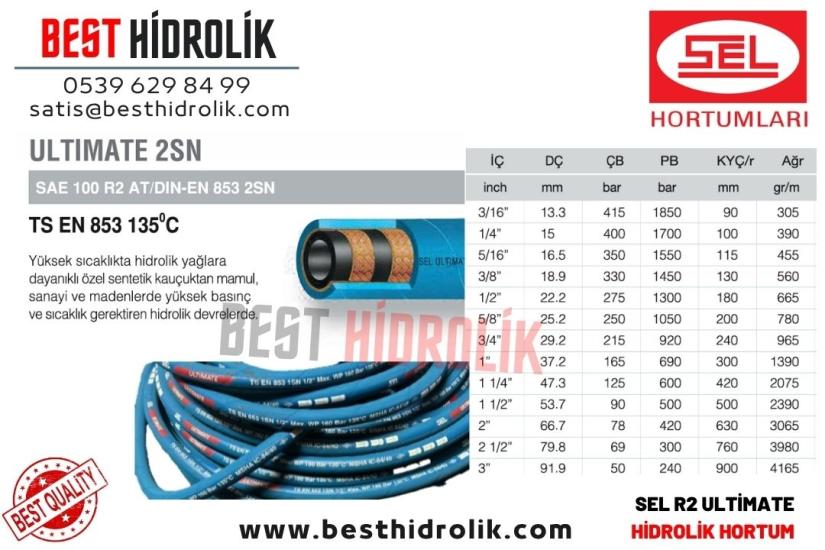 SEL 3/16 ’’ R2 HİDROLİK HORTUM ULTİMATE 2SN 135°C