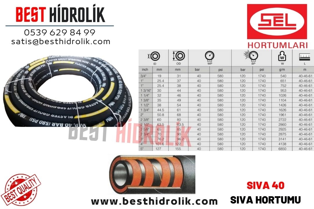 38*54 1 1/2 ’’ SIVA MAKİNESİ HARÇ HORTUMU SIVA 40 BAR