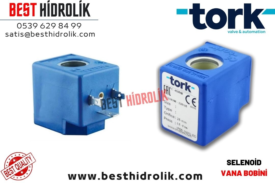 TORK Selenoid Vana Büyük Bobin 12 - 24 - 48  / 110 -  220 VAC / DC