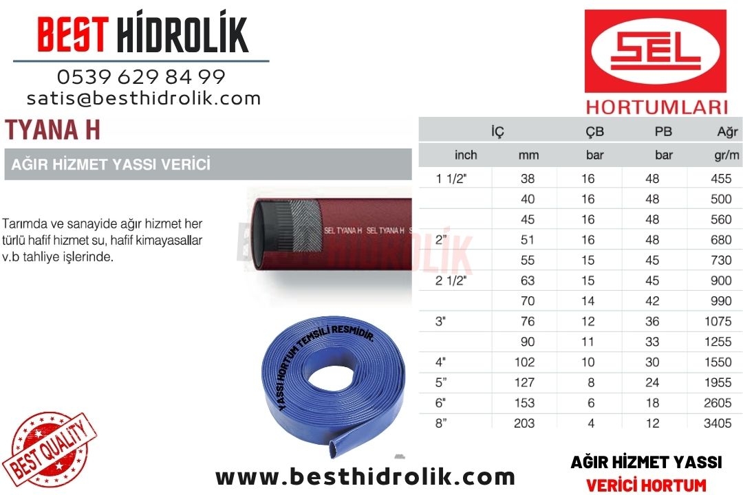 TYANA H 3 ’’ AĞIR HİZMET YASSI VERİCİ HORTUM