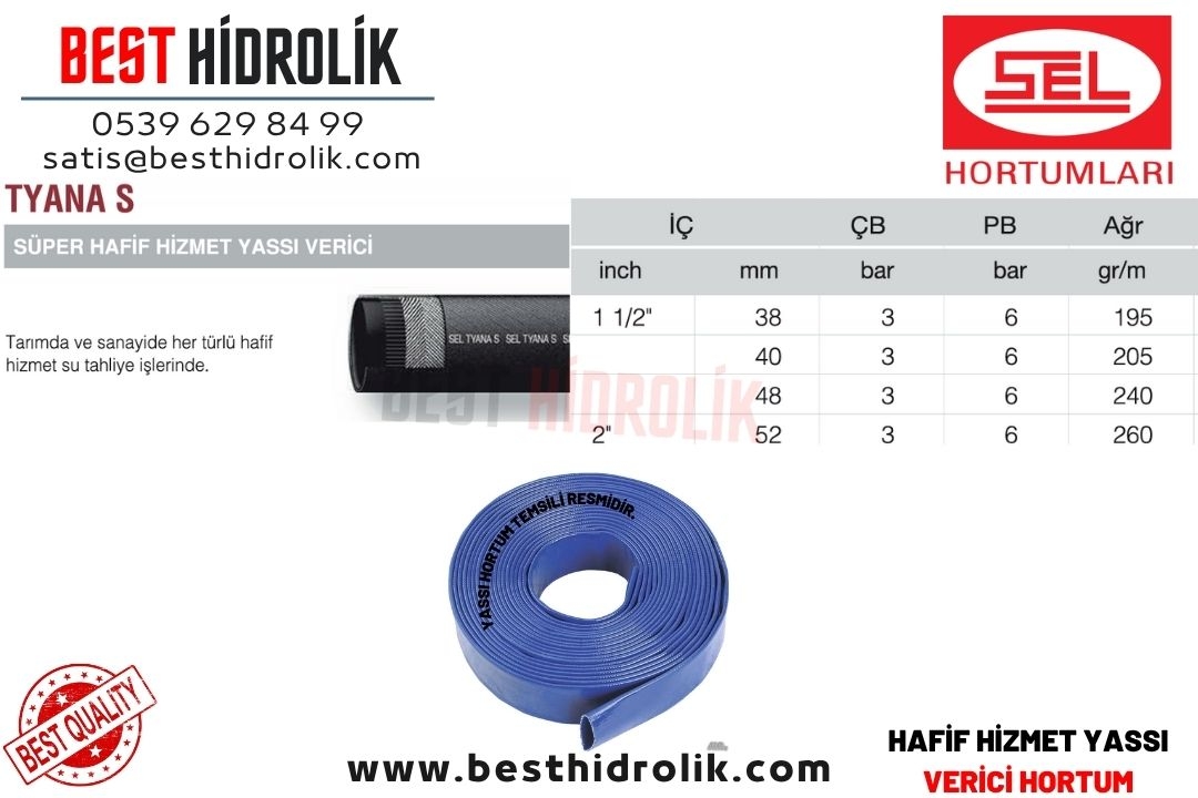 TYANA S 2 ’’ SÜPER HAFİF HİZMET YASSI VERİCİ HORTUM ICI