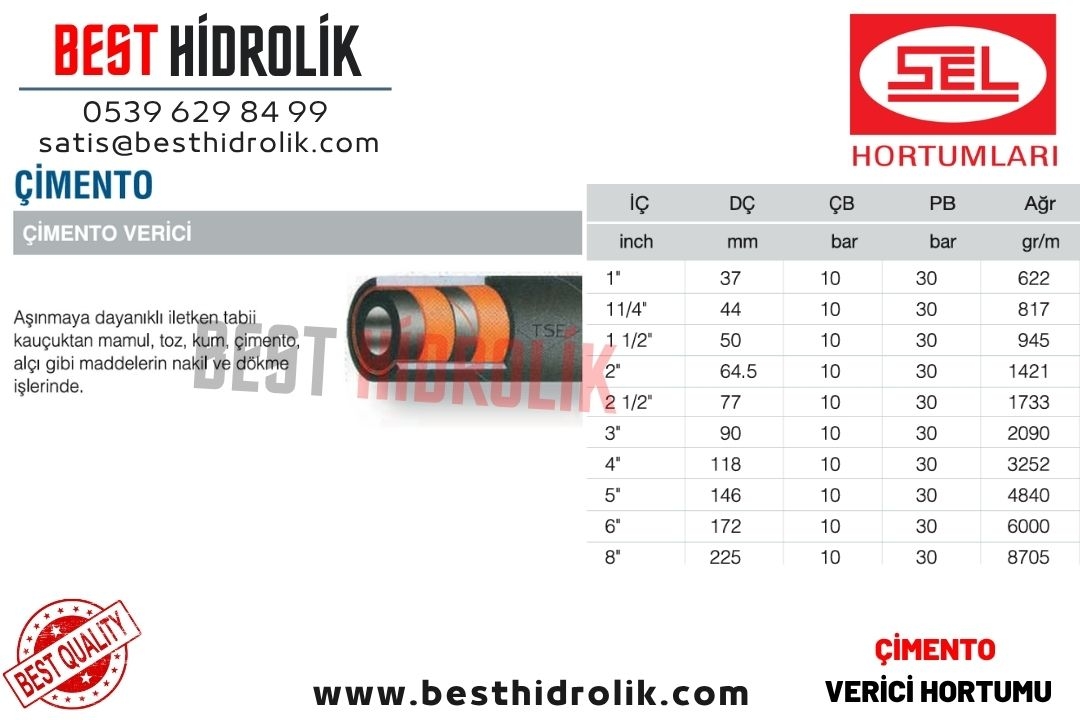 SEL 6 ’’ ÇİMENTO VERİCİ HORTUMU