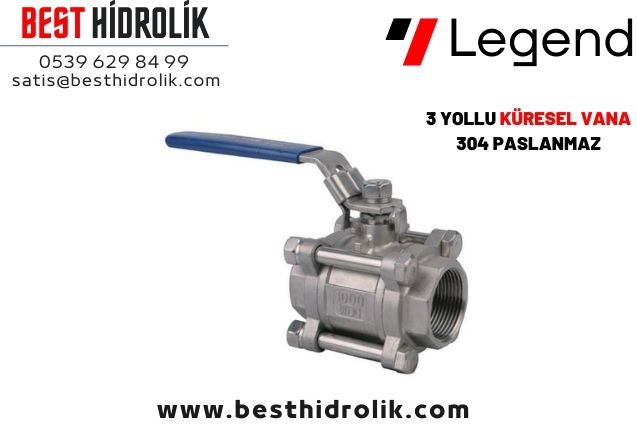 1 1/2’’ Paslanmaz Dişli Küresel Vana Üç Parçalı 304